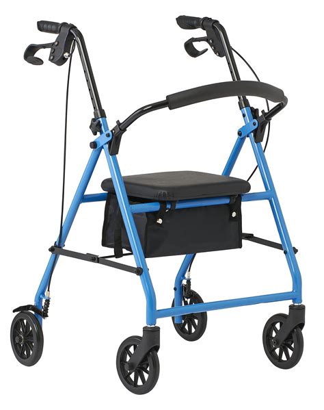 Medline Mobility Lightweight Folding Steel Rollator Walker with 6-inch Wheels, Adjustable Seat ...