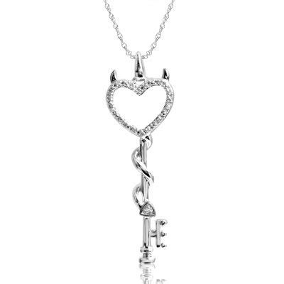 Diamond Accent Devil Heart Key Pendant in Sterling Silver - Zales | Heart key pendant, Silver ...