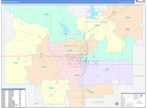 Comanche County, OK Wall Map Color Cast Style by MarketMAPS - MapSales