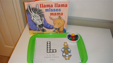 Toddler School Tray: "Llama Llama Misses Mama"- Pom pom/magnet page for letter "L" | Preschool ...