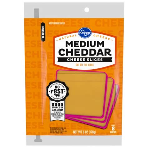 Kroger® Medium Cheddar Sliced Cheese, 8 slices / 6 oz - Ralphs