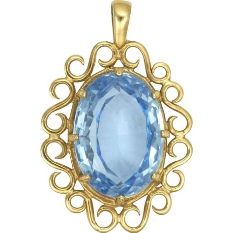 Blue Spinel Gemstone 9K Gold Pendant from suzylemay on Ruby Lane