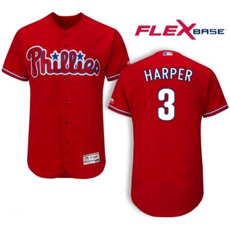 Men's Philadelphia Phillies #3 Bryce Harper Red Flexbase Authentic ...