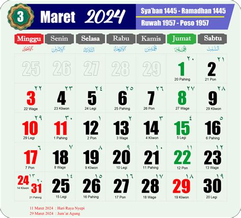 Kalender 2024 Lengkap dengan Hijriyah, Jawa, dan Pasaran | Download CDR ...