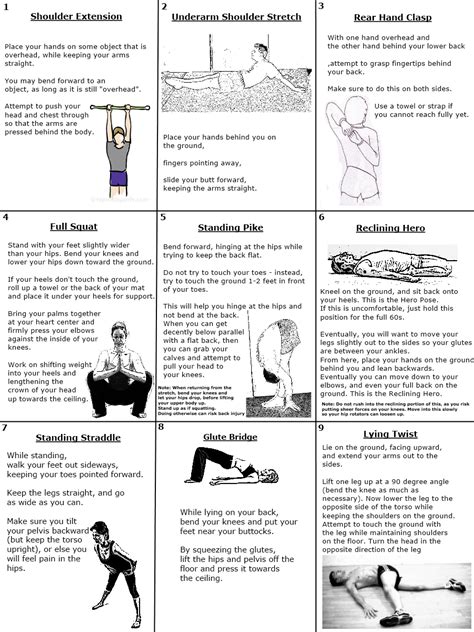 Starting Stretching - Beginner Stretching Routine Cheat Sheet & App - All Things Gym