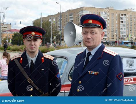 Reconstructors In The Old Soviet Uniform Of Officers Of The Police Road ...