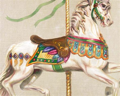 Carousel Art Vintage Carousel Horse Decorator Art Print - Etsy