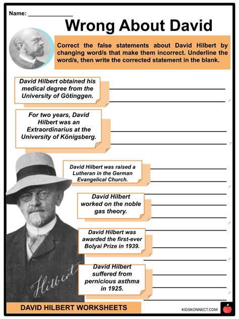 David Hilbert Worksheets | Major Contributions, Honors and Awards