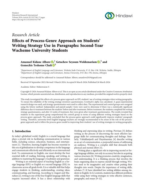 (PDF) Effects of Process-Genre Approach on Students’ Writing Strategy Use in Paragraphs: Second ...