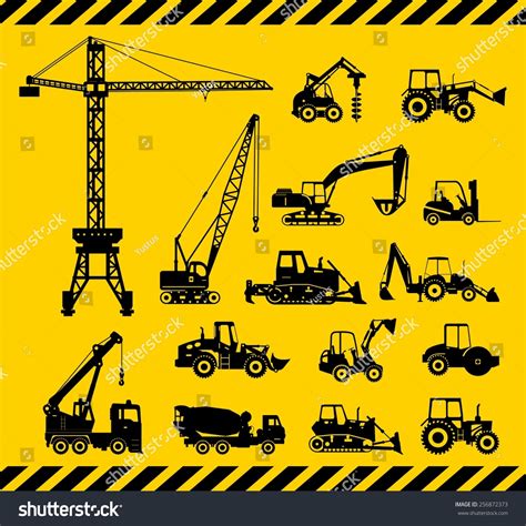 Silhouette Illustration Heavy Equipment Machinery Stock Vector (Royalty ...