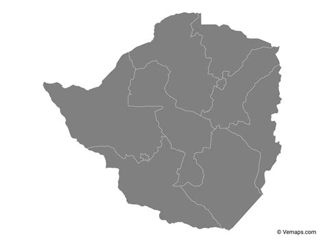 Grey Map of Zimbabwe with Provinces | Free Vector Maps