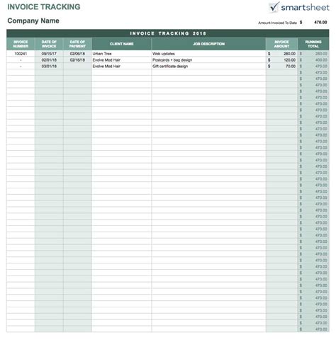 Invoice Tracking Spreadsheet Template – PARAHYENA