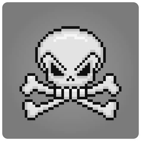 8 bit Pixel skull icon. Vector illustration for game assets. 20294736 ...