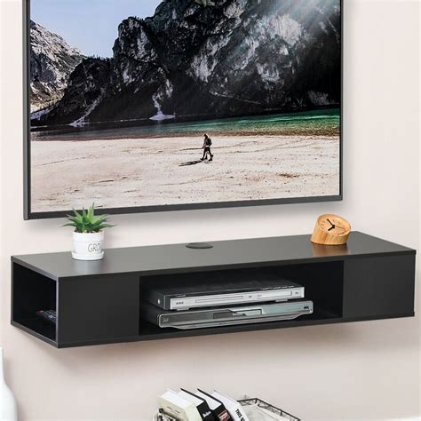 Fitueyes Wall Mounted Media Console Floating TV Stand Component Shelf ...