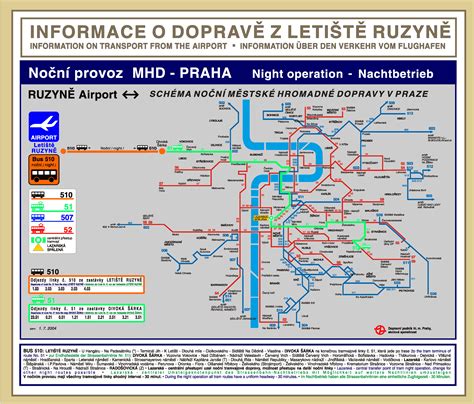 Prague Ruzyne Airport Night Public Transportation Map - Prague Czech ...