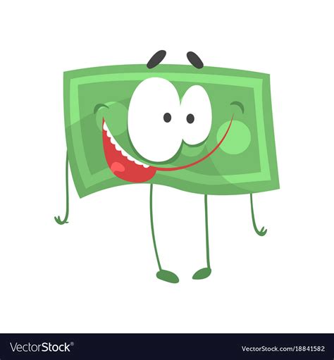 Funny money character with happy face cartoon Vector Image