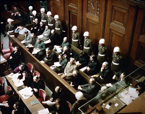 Defendants in the dock at nuremberg trials