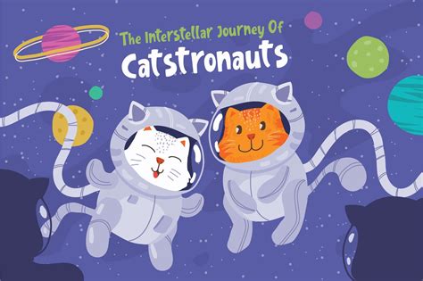 Cat Astronauts - Vector Illustration by AQR Studio on @creativemarket Cute Animal Illustration ...