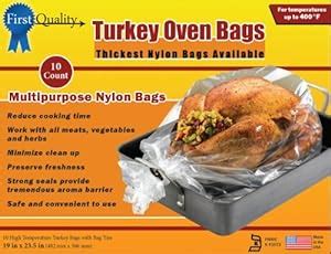 Amazon.com: First Quality 19-Inch by 23-1/2-Inch Turkey Oven Bags 10 ...