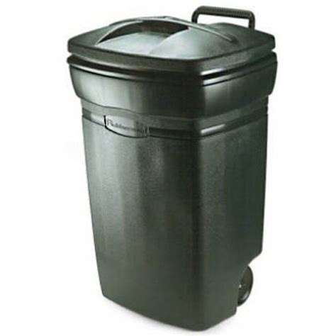 Product: Rubbermaid 32 gal. Plastic Wheeled Garbage Can Lid Included