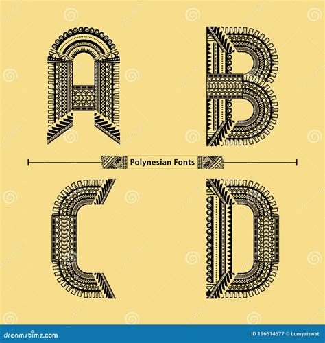 Alphabet Polynesian Style in a Set ABCD Stock Vector - Illustration of ...