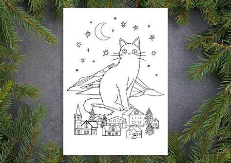 Yule Cat Colouring Page Digital Download Artwork Icelandic Yule Cat ...