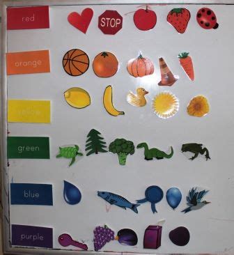 Colour sorting printable. She's done it with magnets but I think I'll glue onto felt backing and ...