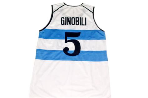 Manu Ginobili #5 Argentina Visa Men Basketball Jersey White Any Size - Activewear Tops