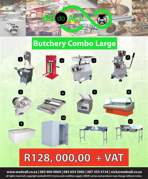 Butchery Equipment Combo Large Meat Trays, Wrapping Machine, Vacuum ...