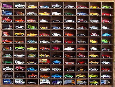 Matchbox Hot Wheels Handmade Display Case 1:64 108 cars Walnut Stain Hot Wheels Storage, Toy Car ...