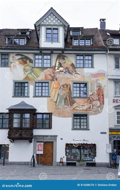 House at the Old Town of St. Gallen on Switzerland Editorial Image - Image of historic ...