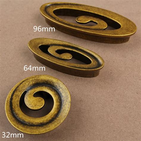 32mm 96mm 64mm creative vintage furniture handles oval antique bronze kitchen cabinet dresser ...