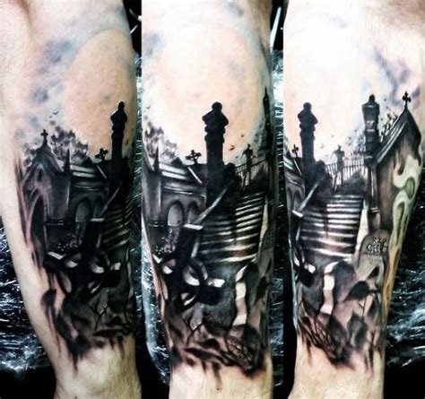 40 Graveyard Tattoo Designs for Men