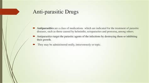 SOLUTION: Mechanism of action of antiparasitic drugs - Studypool