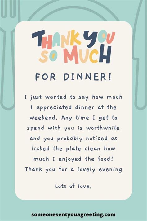 41 Ways to Say 'Thank You for Dinner' - Someone Sent You A Greeting