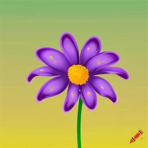 Cartoon-style purple flower with two petals on Craiyon