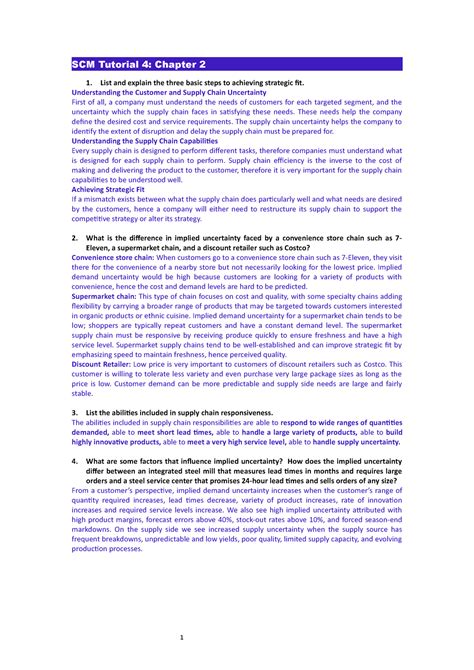 SCM Notes - SCM Tutorial 4: Chapter 2 List and explain the three basic ...