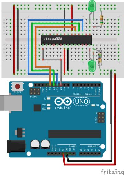 Programming an AVR ATmega328P with an Arduino