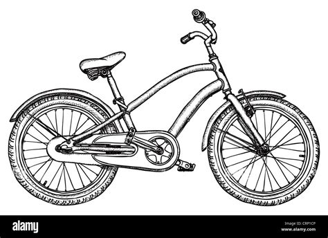 Ancient bicycle - rough black-and-white drawing Stock Photo - Alamy