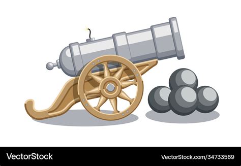 Cartoon abstract cannon with cannonballs Vector Image