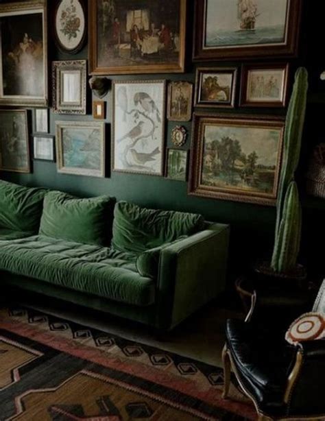 ️ 98 Beautiful Dark Green Living Room Wall Design Ideas 53 | Dark green ...