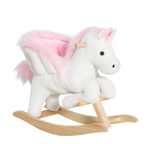 Qaba Kids Rocking Chair Plush Unicorn With Sing Along Song, Pink | Plush rocking horse, Kids ...