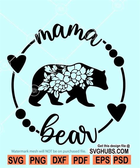 Floral mama bear svg, Mama bear floral svg, mama bear svg, bear floral svg