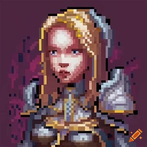 Pixel art of a fantasy cleric girl on Craiyon
