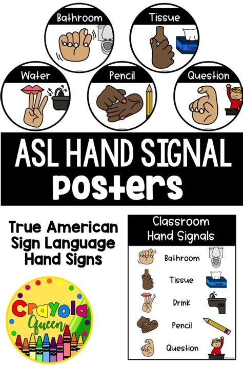 ASL Classroom Hand Signal Posters | Classroom hand signals, Classroom ...