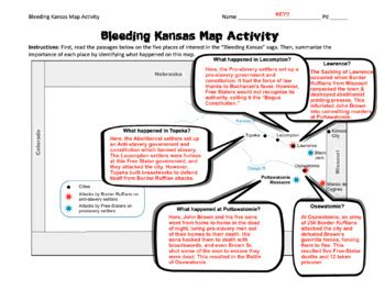 Bleeding Kansas: Border Ruffians vs. Free-Staters Map / John Brown Activity