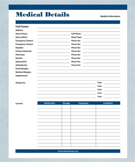 Medical Records – Printables by Design | Medical printables, Medical binder printables, Medical ...