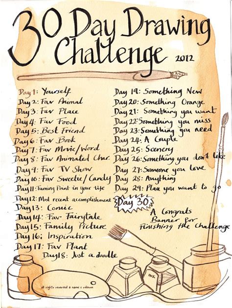 drawing challenge list - Google-søgning | 도전, 그림, 색연필