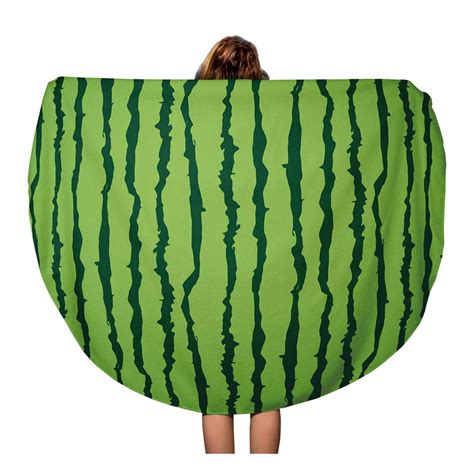 KDAGR 60 inch Round Beach Towel Blanket Colorful Pattern Watermelon Green Melon Water Skin Fruit ...