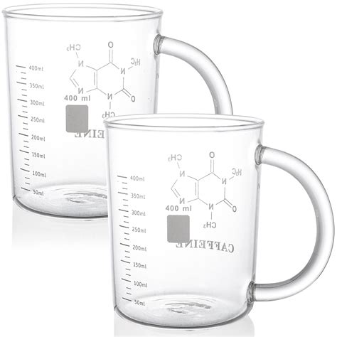 Buy Suwimut 2 Pack Caffeine Beaker Mug Caffeine Molecule Mug, 16 oz Borosilicate Glass Chemistry ...